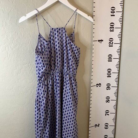 H&M blue sleeveless summer dress with pockets elastic waist mid length SZ 6 - Picture 9 of 14